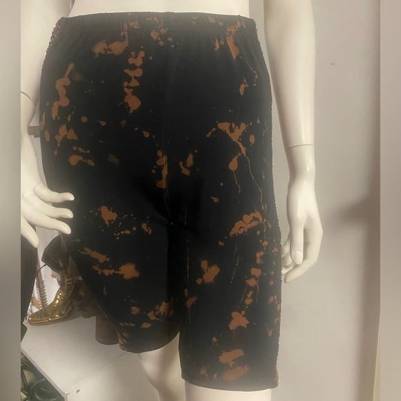 tough luv Pants - Tough Luv Black reversed dye ruched side biker shorts